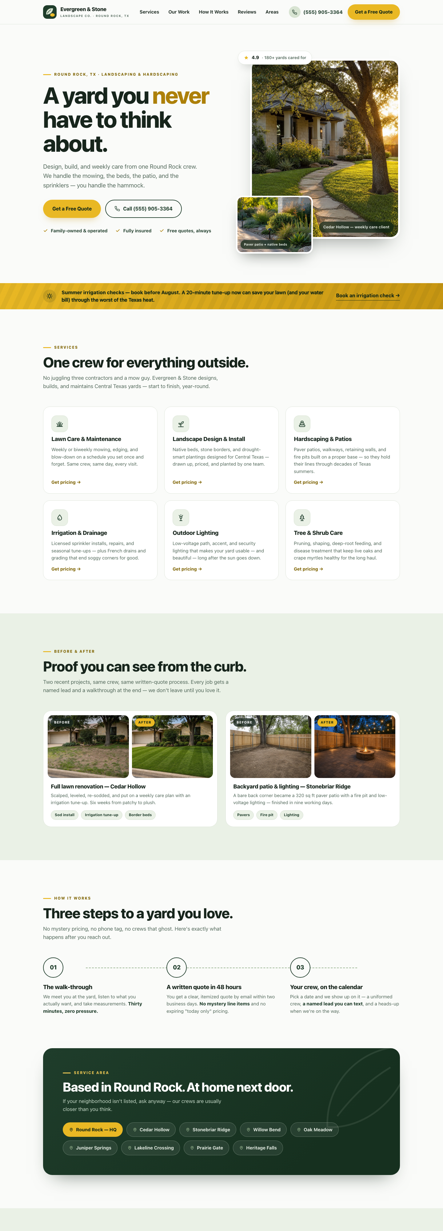 Evergreen & Stone Landscape Co. — example website