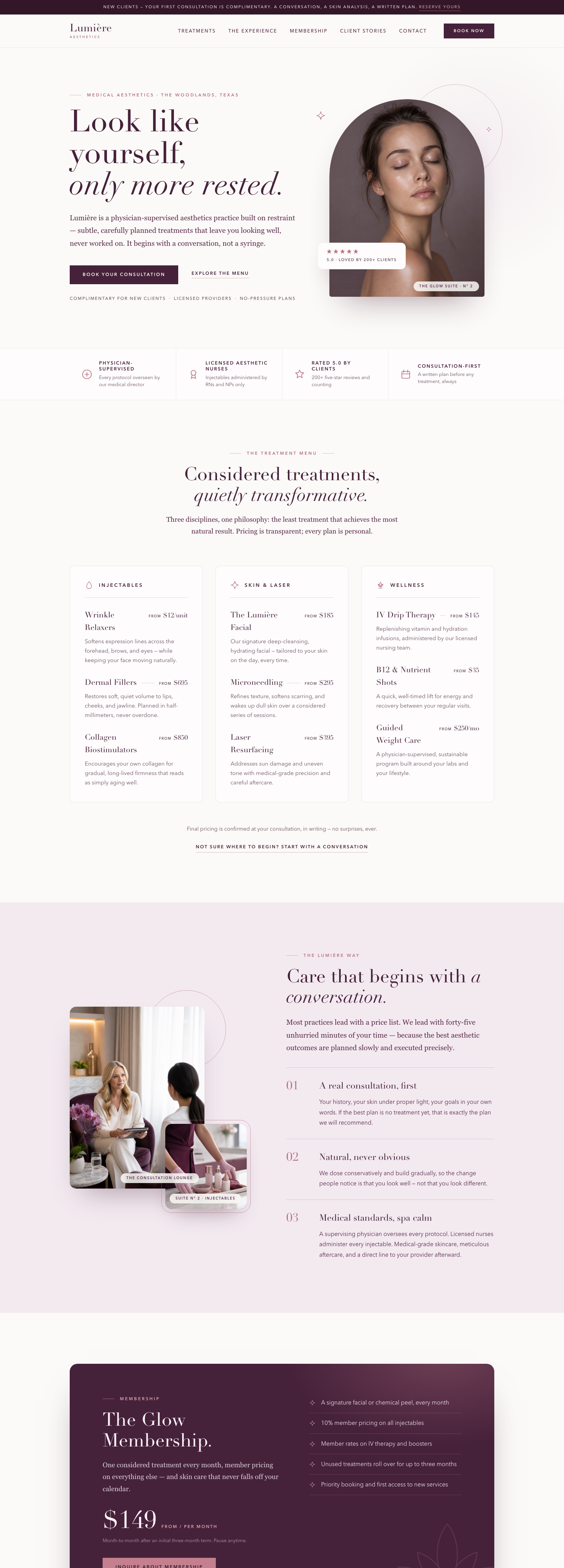 Lumière Aesthetics — example website