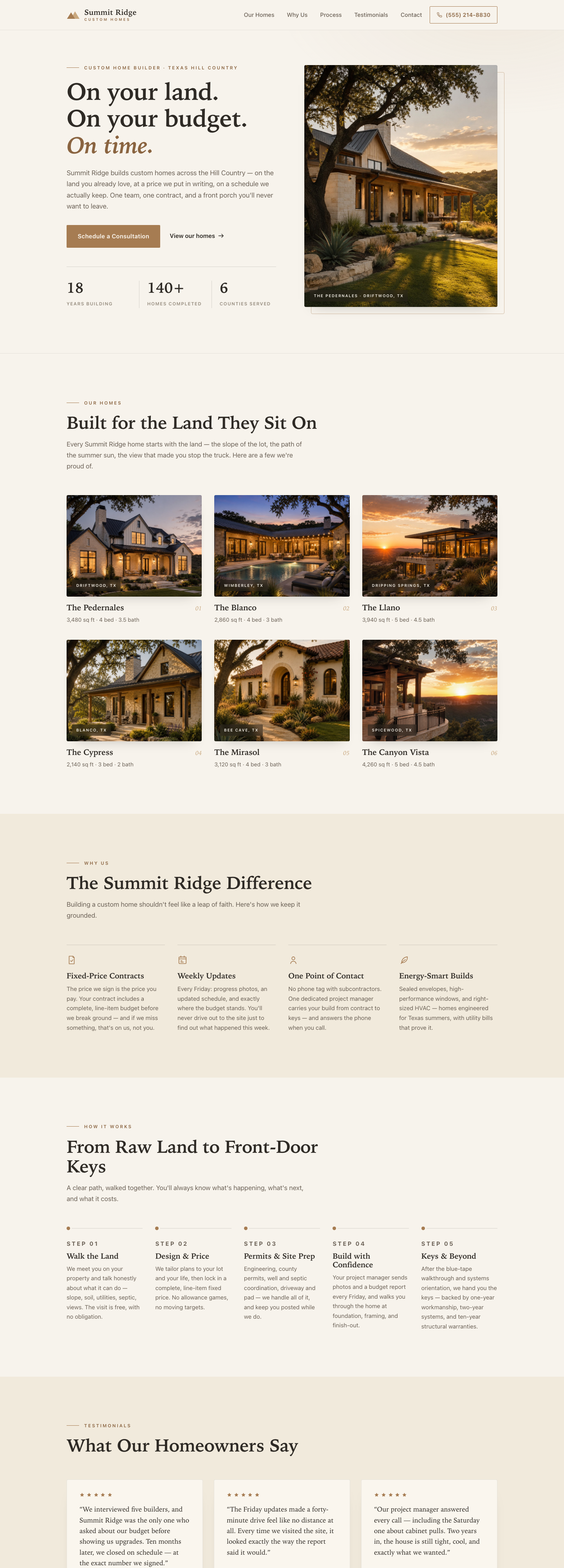 Summit Ridge Custom Homes — example website